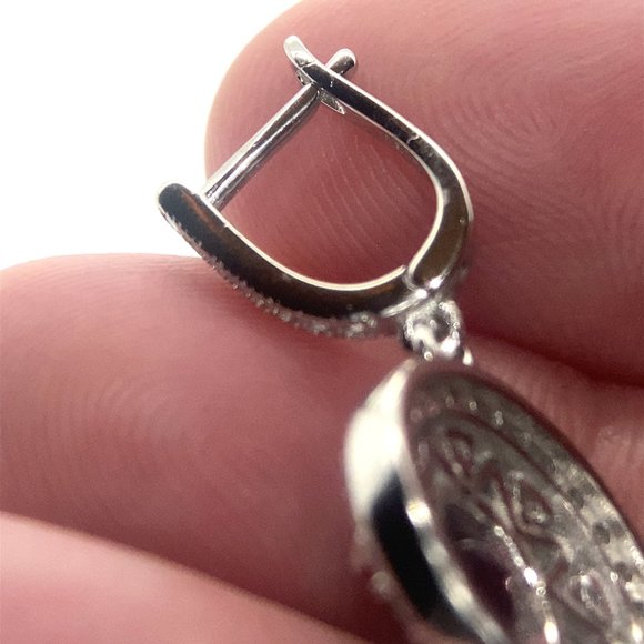 Rhodolite Garnet 3.52ct Platinum Finish Solid 925 Sterling Silver Earrings - Picture 8 of 8